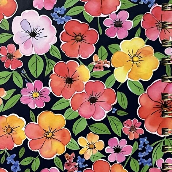 BLOOM Hardcover Spiral Notebook Journal Pen Sticker Set Colorful Lined Flowers - Picture 7 of 17